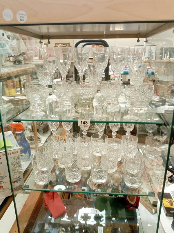 2 shelves of crystal glasses