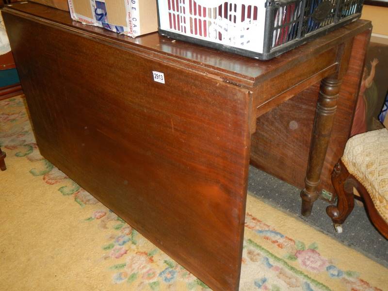 A Victorian mahogany drop leaf table, 114 x 55cm closed, 183 x 114 cm open, 74cm high, COLLECT ONLY. - Image 2 of 2