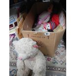 A box of assorted soft toys etc.,