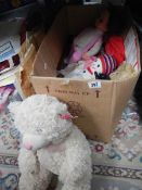 A box of assorted soft toys etc.,