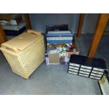 Vintage sewing chest of various studs and large box of sewing items etc