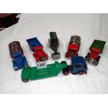 6 Triang minic clockwork lorries including dust cart