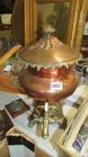 A Victorian copper samovar urn with brass tap. COLLECT ONLY.