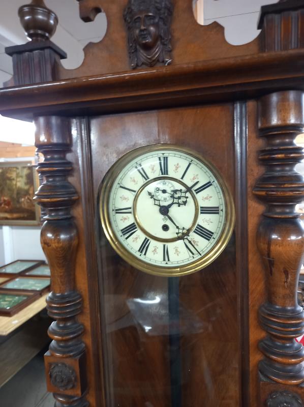 A Victorian mahogany single weight Vienna wall clock, COLLECT ONLY. - Image 2 of 2