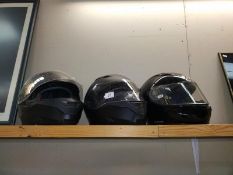 3 motorcycle helmets