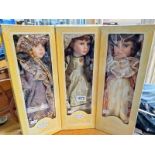 3 boxed Windsor porcelain headed collectors dolls