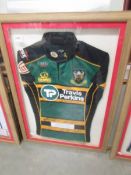 A signed 2008/09 Northampton Saints RFC shirt donated to RAF Waddington Rugby club