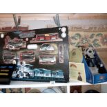 A boxed old fashioned steam train and Vassily Meerkat toy
