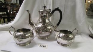 A three piece Cooper Brother silver plate tea set.
