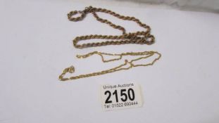 A 9ct gold chain 7.4 grams and a 9ct gold chain 2 grams.