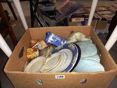 A mixed lot of platters, plates, vases, cottage ware etc., and 2 onyx tortoises. COLLECT ONLY.