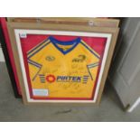 A framed signed Parramatta Eels NRL shirt donated to RAF Waddington rugby clun in 2009. COLLECT ONLY