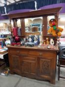 An oak mirror backed sideboard. COLLECT ONLY.