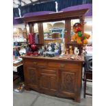 An oak mirror backed sideboard. COLLECT ONLY.