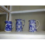 3 blue & white jugs including Spode.