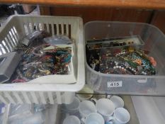 Two boxes of costume jewellery,.