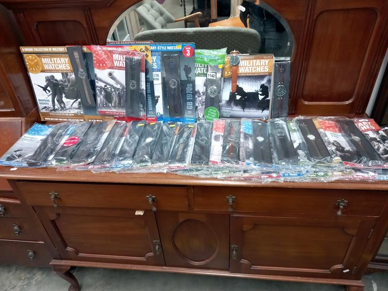 A quantity of Eaglemoss military watch collection of No:1- no:30 watches, 28 are sealed on magazines