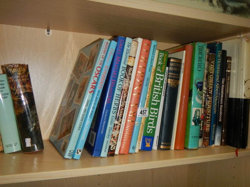 25 assorted reference books including birds, furniture, Churchill etc.,