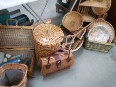 A good lot of wicker baskets, carpet beater, corner unit, COLLECT ONLY.