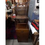 A 1930's oak ply bedside cabinet with drawer & a small side chair