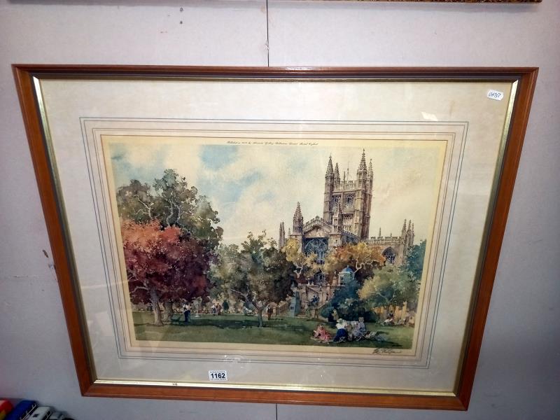 A framed & glazed signed print of watercolour Cathedral scene by M Sturgeon 80cm x 66cm COLLECT