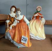 Three Royal Doulton figurines - Two Pretty Ladies and Sandra.