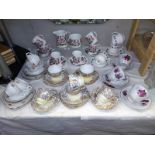 Selection of bone china cups and saucers including Elizabethan, Colclough etc