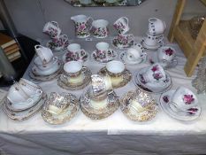 Selection of bone china cups and saucers including Elizabethan, Colclough etc
