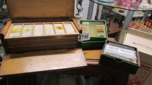 A collection of microscope slides.