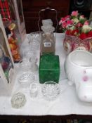 2 glass decanters on stand & a quantity of cut glass COLLECT ONLY