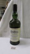 A bottle of Ardbeg 'Very Young' single Islay malt Scotch whisky.