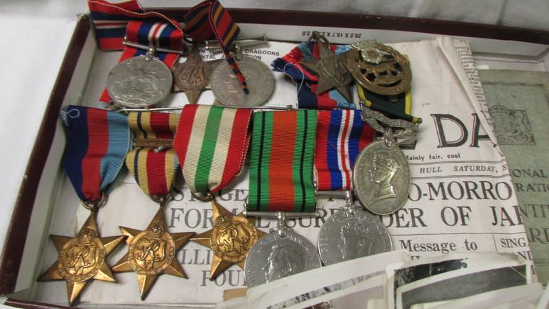 A George VI service medal for J H Rutherford, 4 x WW2 Medals, 2 stars, front page of the Daily Mail - Image 2 of 3