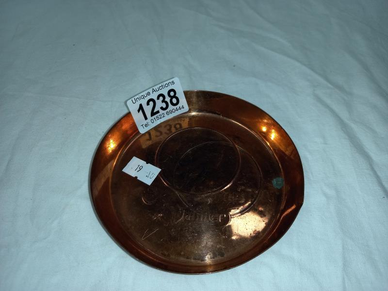 A rare copper George V & Queen Mary Daimler dish - diameter 11.5cm