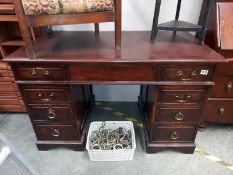 An oak double pedestal desk, COLLECT ONLY