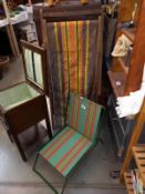 A period 1920's small folding deck chair & 1 other