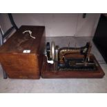An ornate early Frister Rossman sewing machine in inlaid case COLLECT ONLY