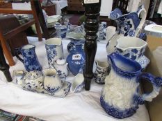 A mixed lot of blue and white jugs etc., COLLECT ONLY.