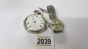 An Elgin pocket watch and a Regency Super automatic wrist watch.