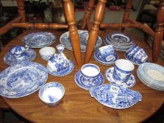 Approximately 40 pieces of blue and white table ware including Spode, COLLECT ONLY.