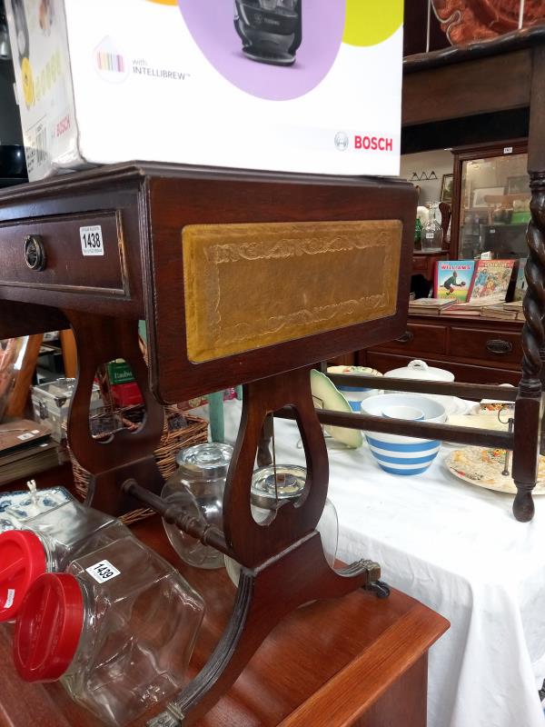 A drop side table with drawer, Lion pan caster & Lyre leg detail A/F COLLECT ONLY - Image 2 of 3