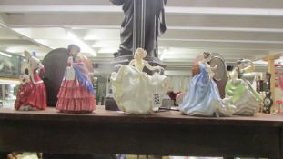 5 Royal Doulton figurines - Christman Morn, Sweet Seventeen, A Victorian lady, Buttercup & Lorraine.