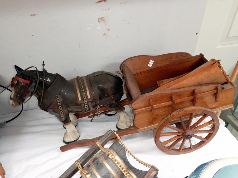 A vintage collection of horse & carts, a Coat of Arms & a pair of sailing prints dated 1943 - Image 2 of 6