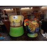 A vintage rooster teapot Rd No, 810175 (lid A/F) & a large Royal Doulton jug A/F