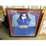 A framed 2013 Beccehamian RFC rugby football shirt from RAF Waddington Rugby club. COLLECT ONLY.
