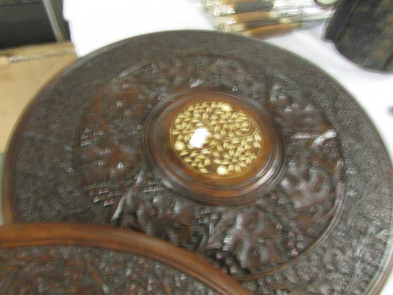 Three carved wood table tops, COLLECT ONLY. - Image 4 of 4