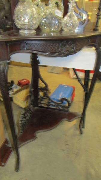 A Victorian mahogany corner stand with fretwork sides, COLLECT ONLY. - Image 3 of 3