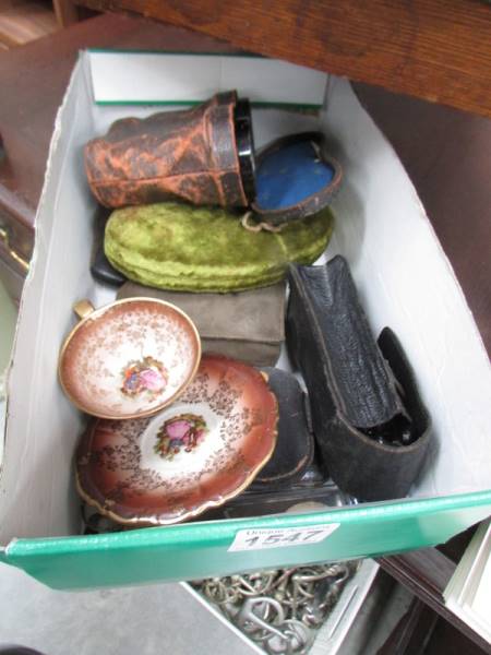 An interesting lot including binoculars, manicure set, spoons etc.,