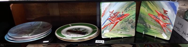 a quantity of collectors plates including limited edition Red Arrows plates and some steam train