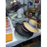 A Jessop & Son Nottingham hat box and selection of hats
