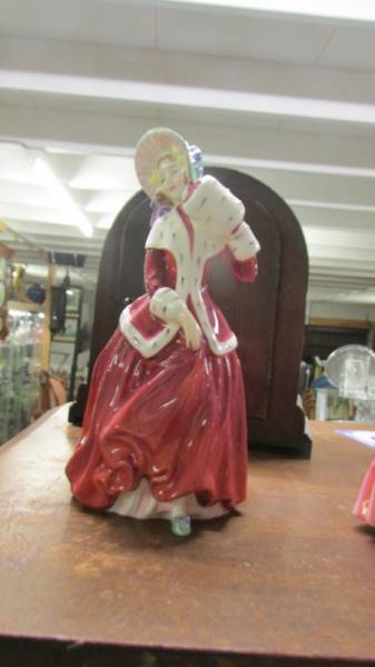 5 Royal Doulton figurines - Christman Morn, Sweet Seventeen, A Victorian lady, Buttercup & Lorraine. - Image 6 of 6